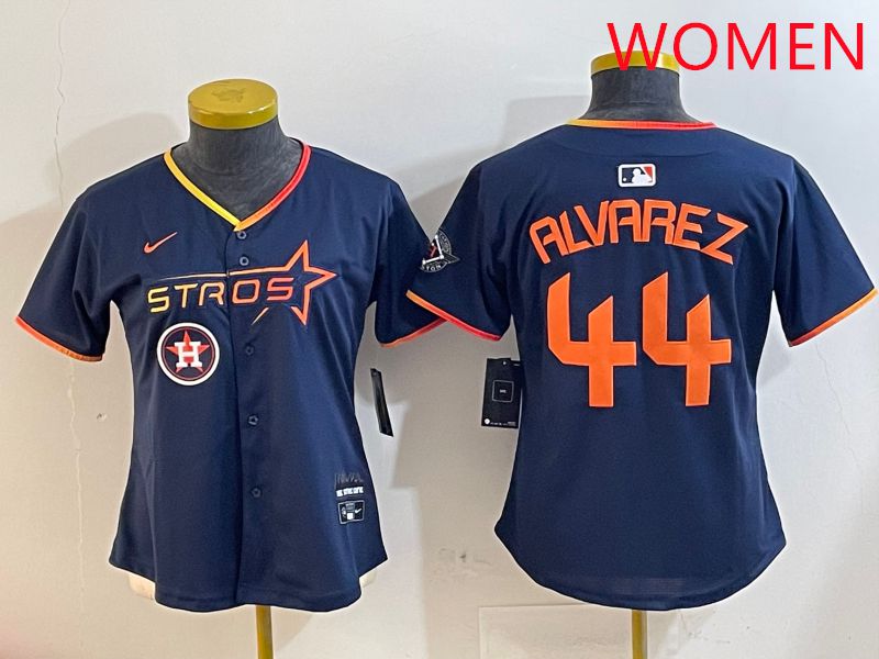 Women Houston Astros #44 Alvarez Drak Blue Three generations Joint Name 2025 Nike MLB Jersey style 41012->women mlb jersey->Women Jersey